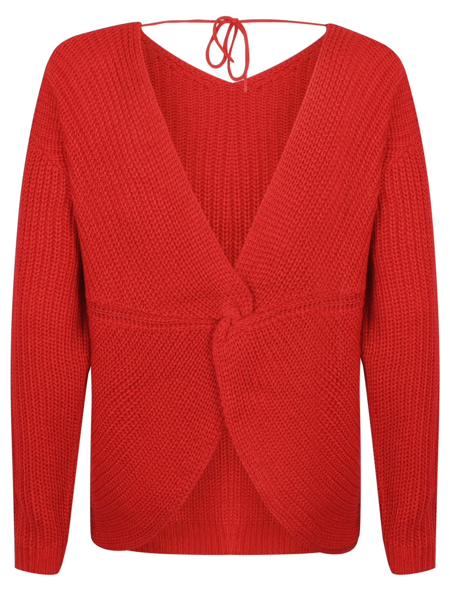 Tiah Twist Back Knitted Jumper in Crimson - Tokyo Laundry