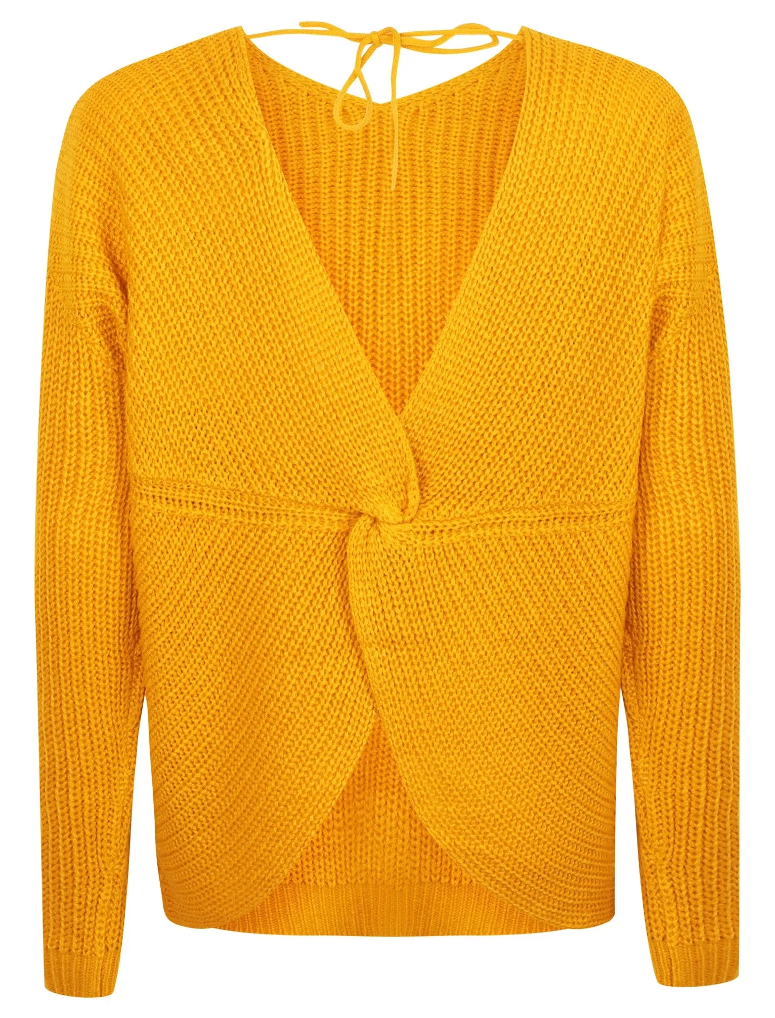 Tiah Twist Back Knitted Jumper in Old Gold - Tokyo Laundry