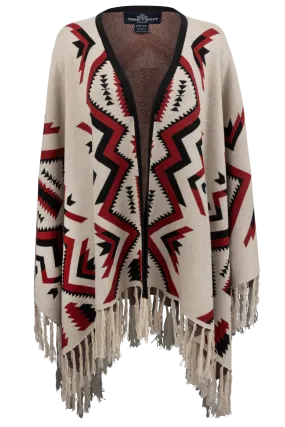 Time of the West Aztec Print Cape - Ivory