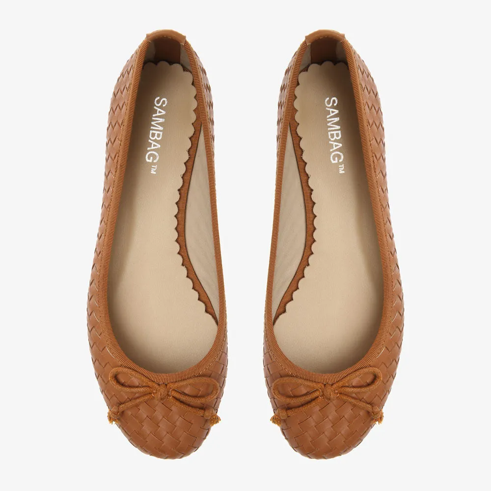 Tina Tan Woven Leather Ballet Flat