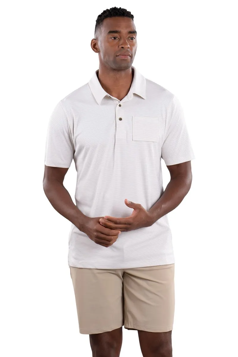 Toby Polo White/Tan Stripe - Comfort Fit - FINAL SALE