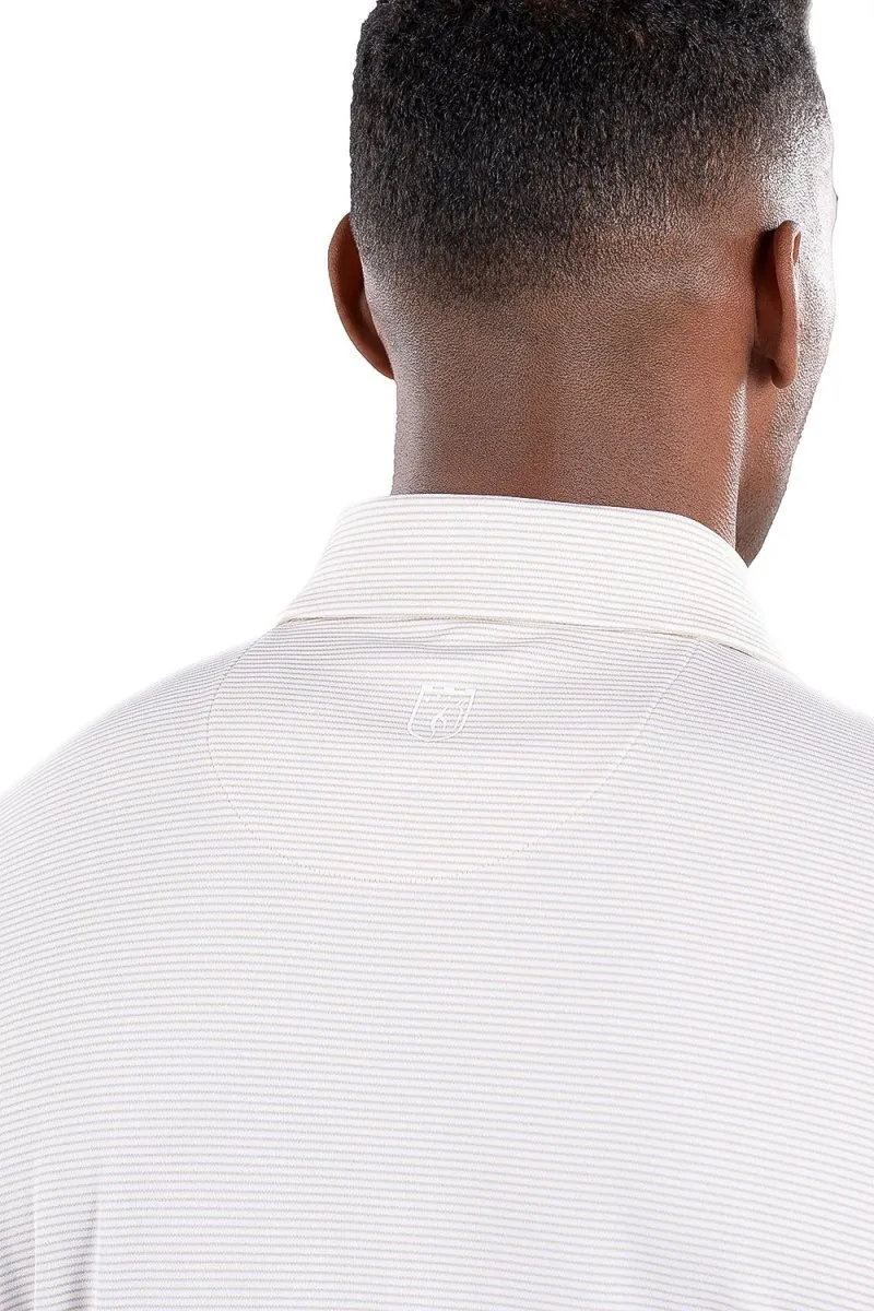 Toby Polo White/Tan Stripe - Comfort Fit - FINAL SALE