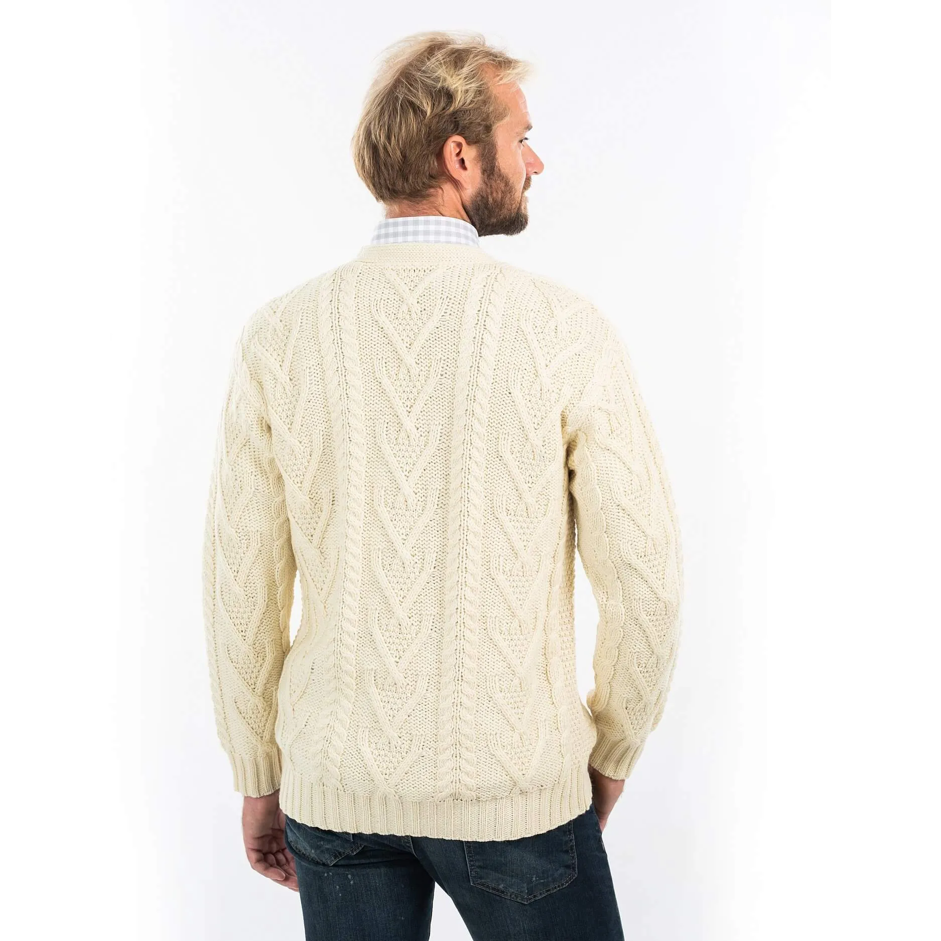 Traditional Men's V Neck Irish Cardigan