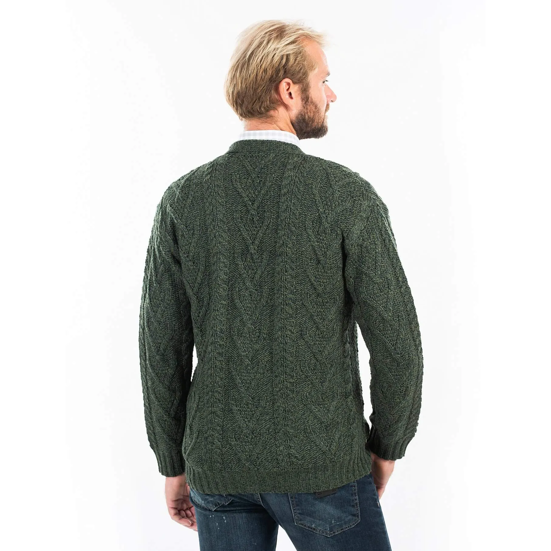 Traditional Men's V Neck Irish Cardigan