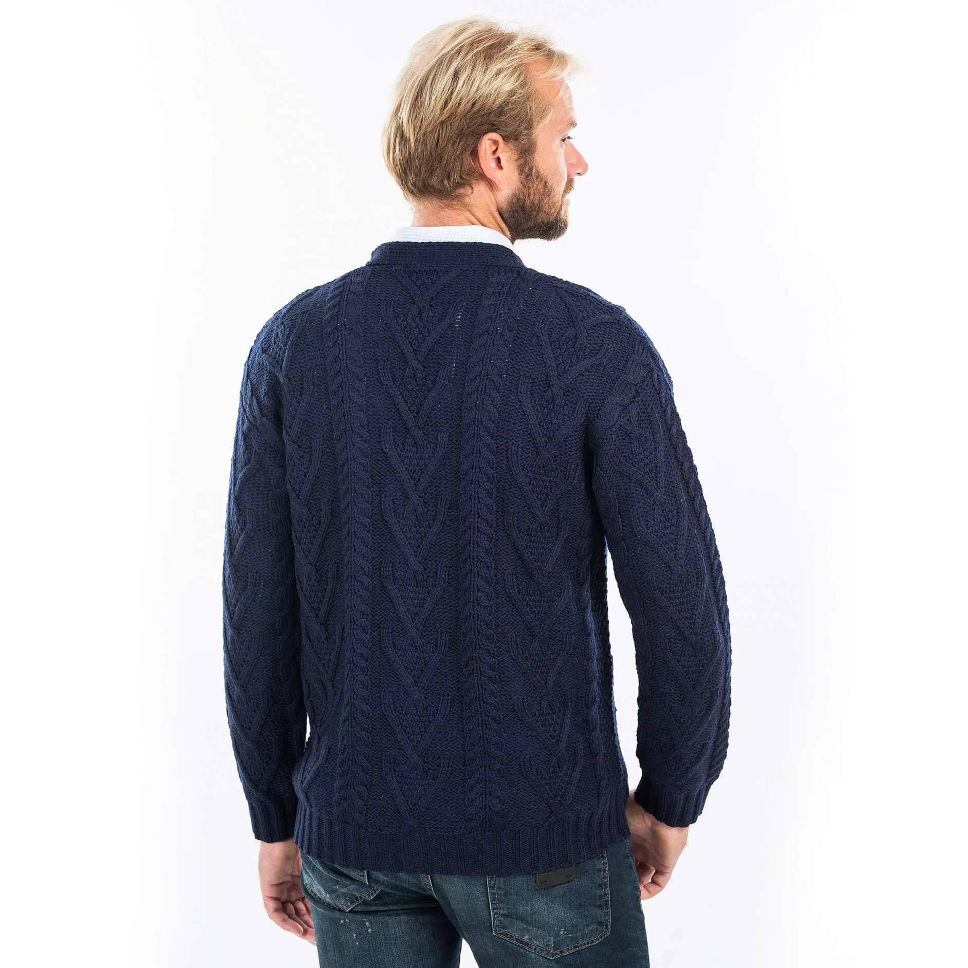 Traditional Men's V Neck Irish Cardigan