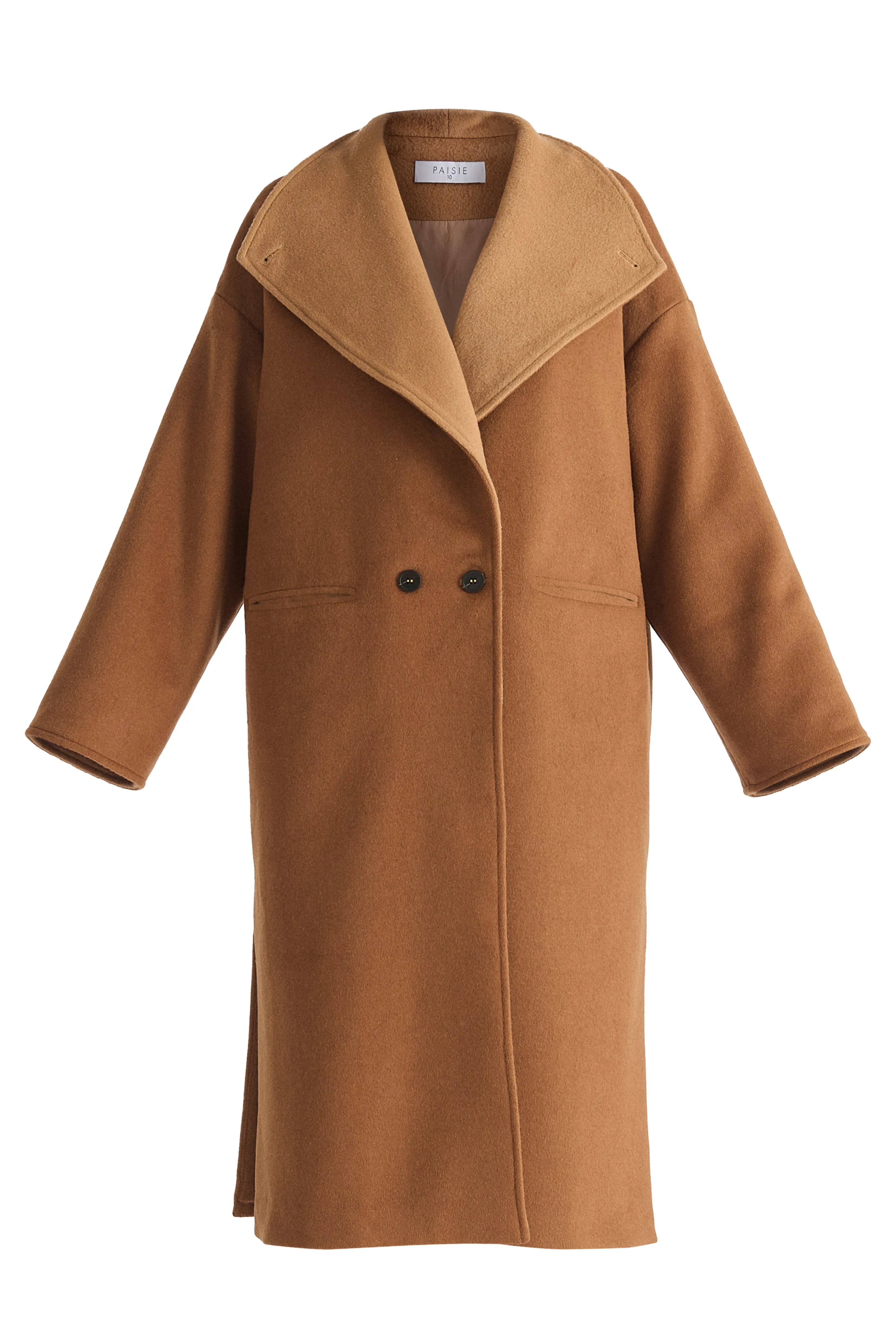 Two-Tone Double Breasted Wool Blend Coat