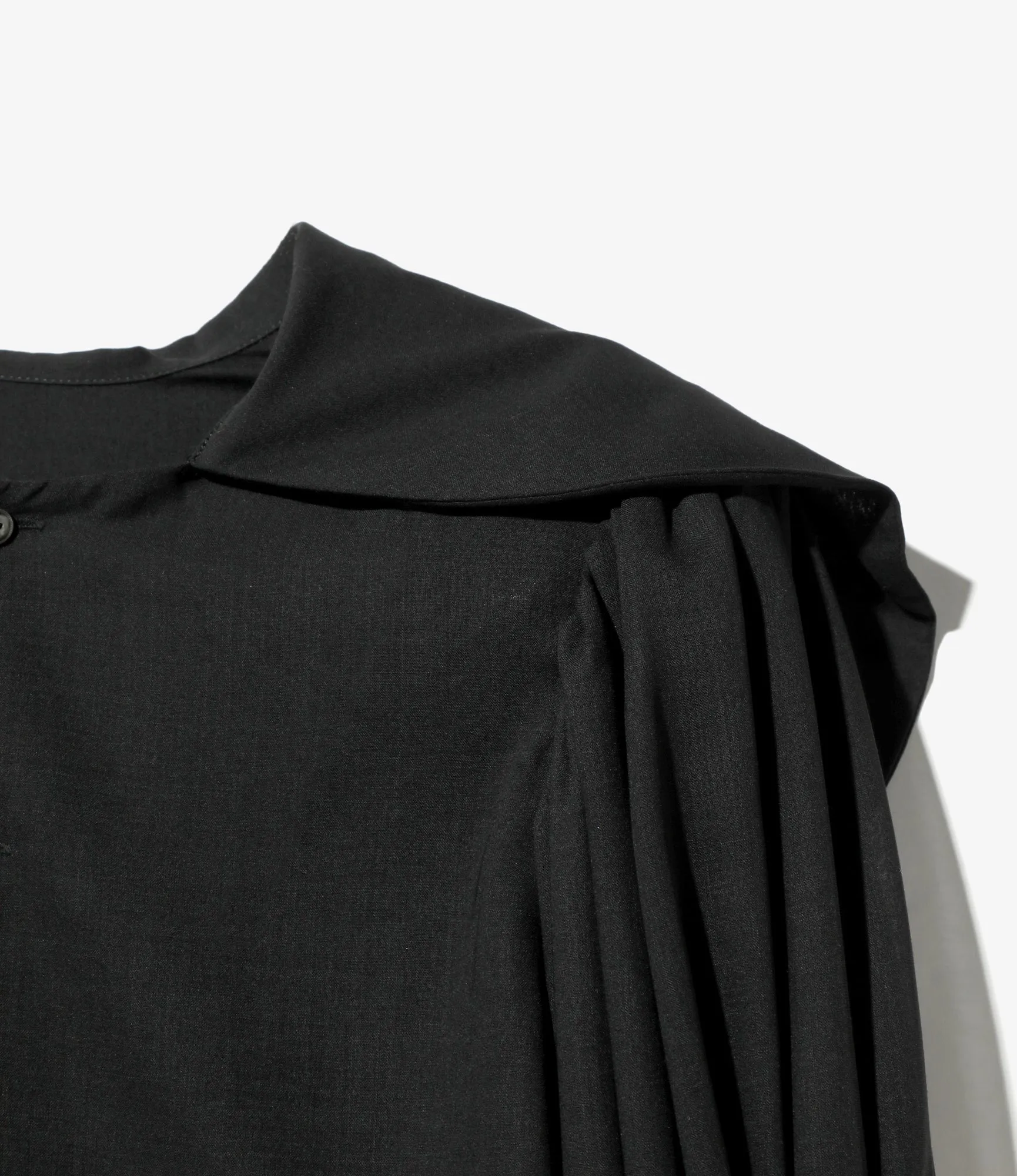 Two-way Cape Collar Blouse - Black - Voile