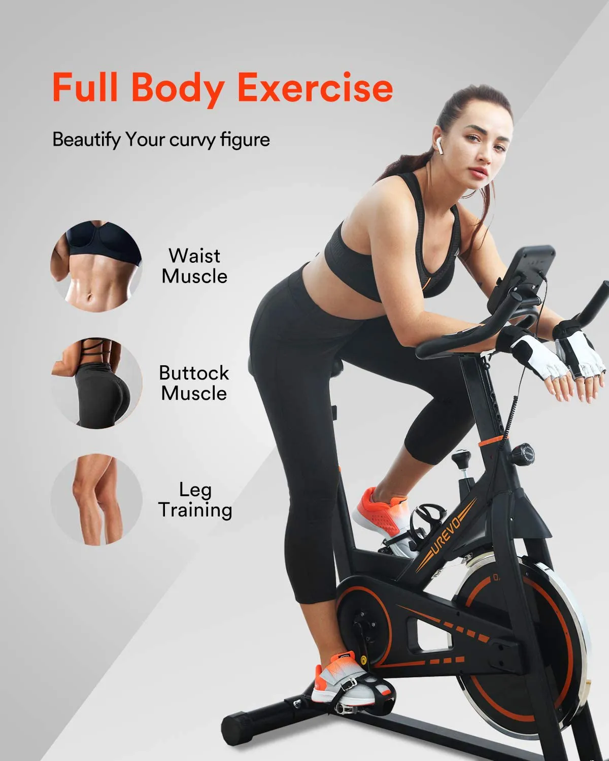 UREVO Indoor Cycling Bike Stationary,Exercise Bike Workout Bike,Fitness Bikes for Home Cardio Workout Bike Training Bike