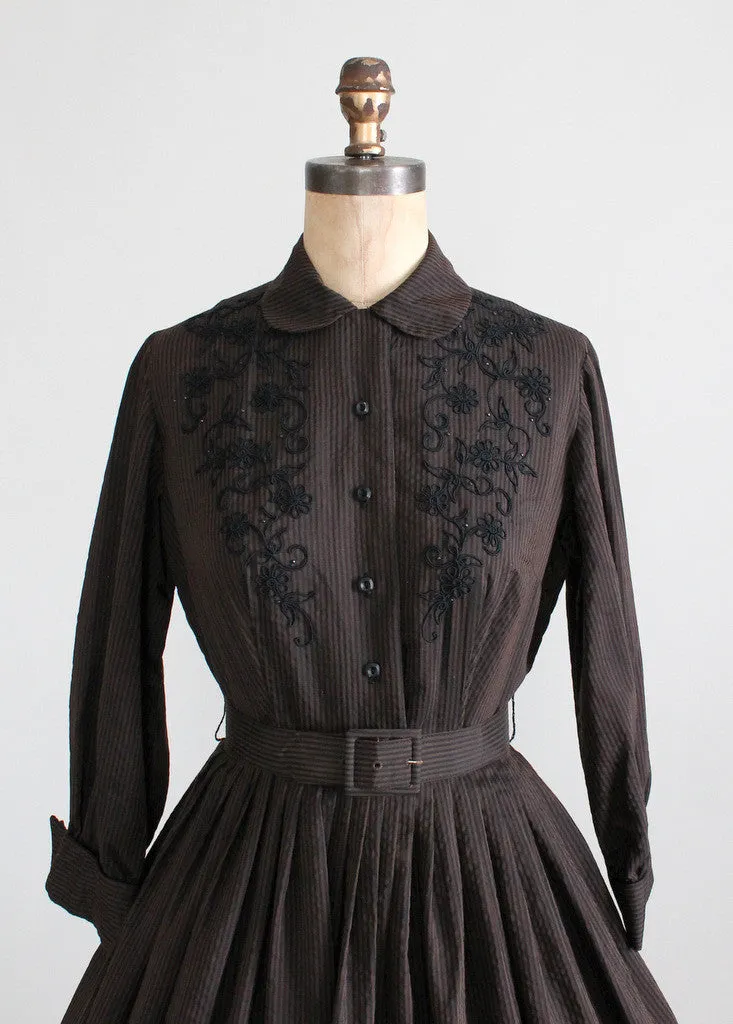 Vintage 1950s Winter Enchantress Shirtwaist Dress