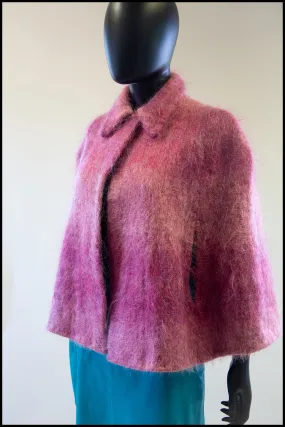 Vintage 1970s Pink Mohair Cape