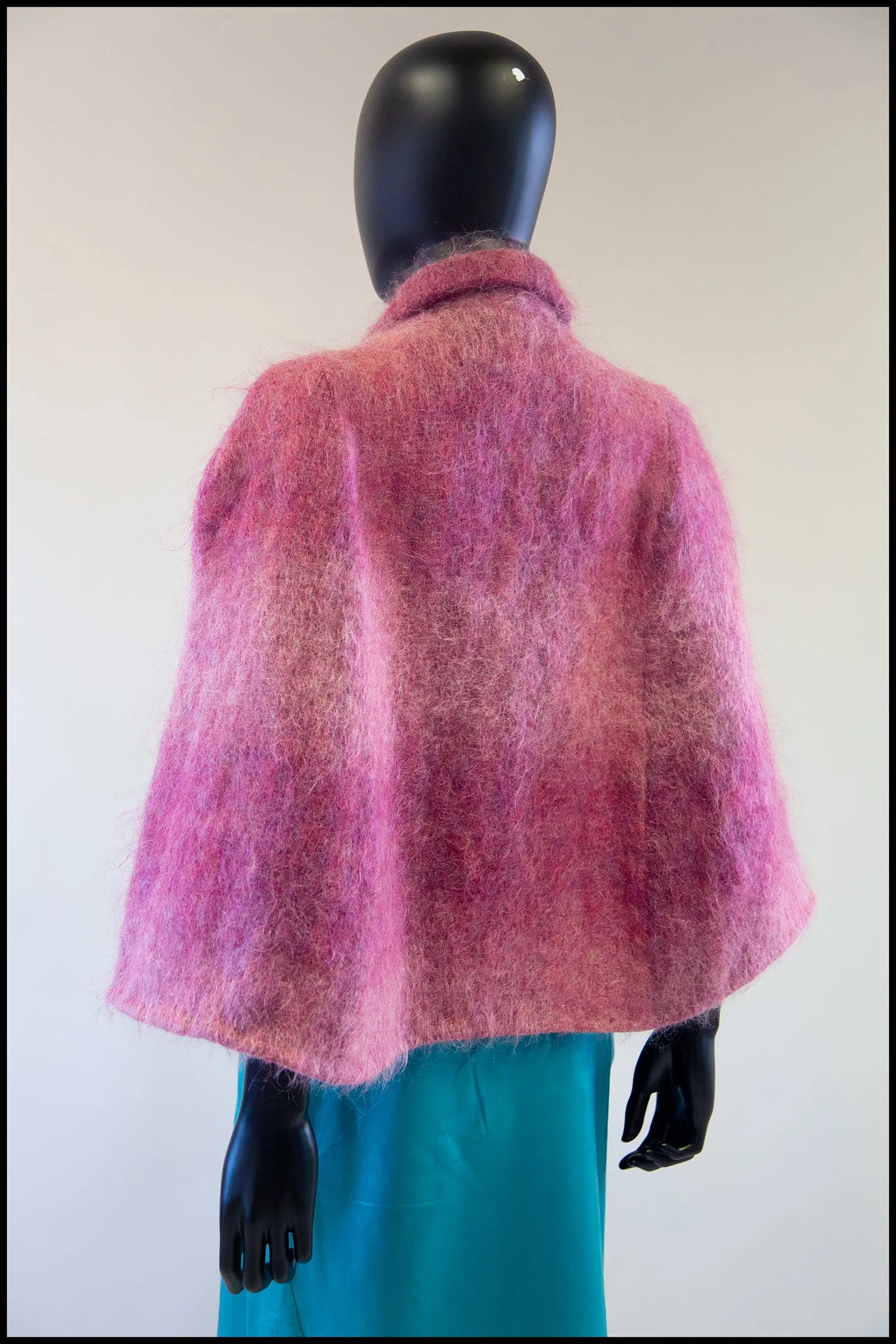 Vintage 1970s Pink Mohair Cape