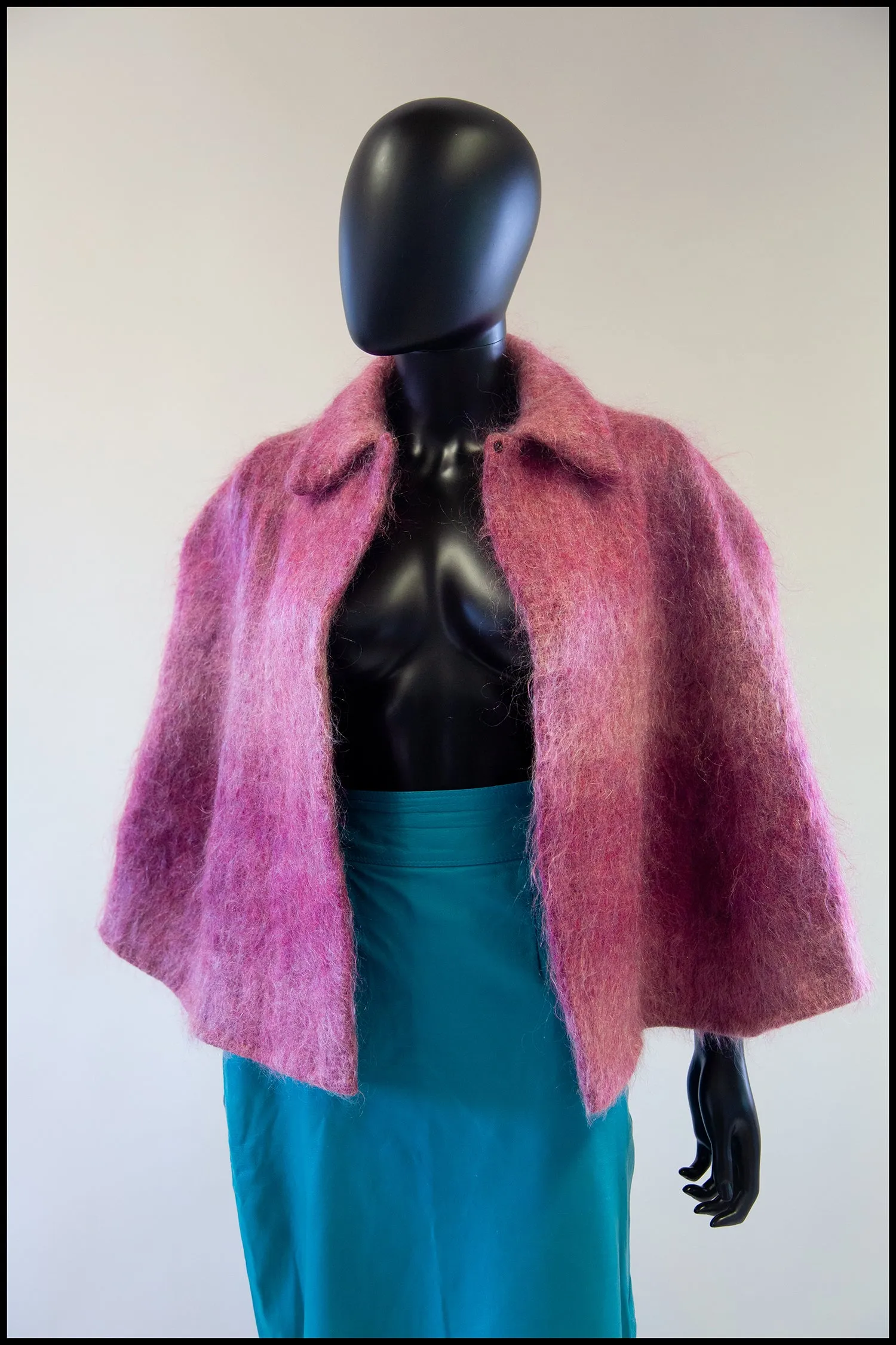 Vintage 1970s Pink Mohair Cape