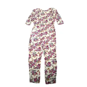 Vintage Floral Jumpsuit Pink Cream SIZE 16