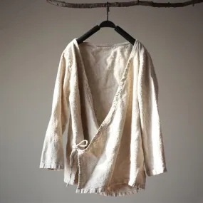 Vintage V-Neck Linen Wrap Cardigan