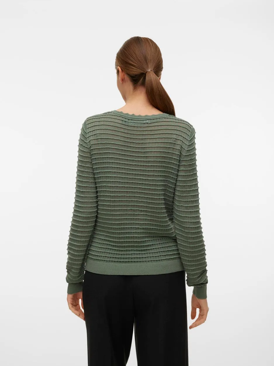 Vmerica Ls O-neck Pullover Ga Boo - Oud Groen