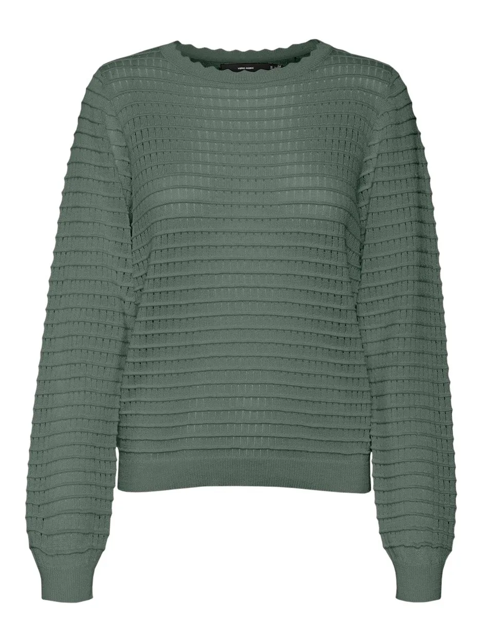 Vmerica Ls O-neck Pullover Ga Boo - Oud Groen