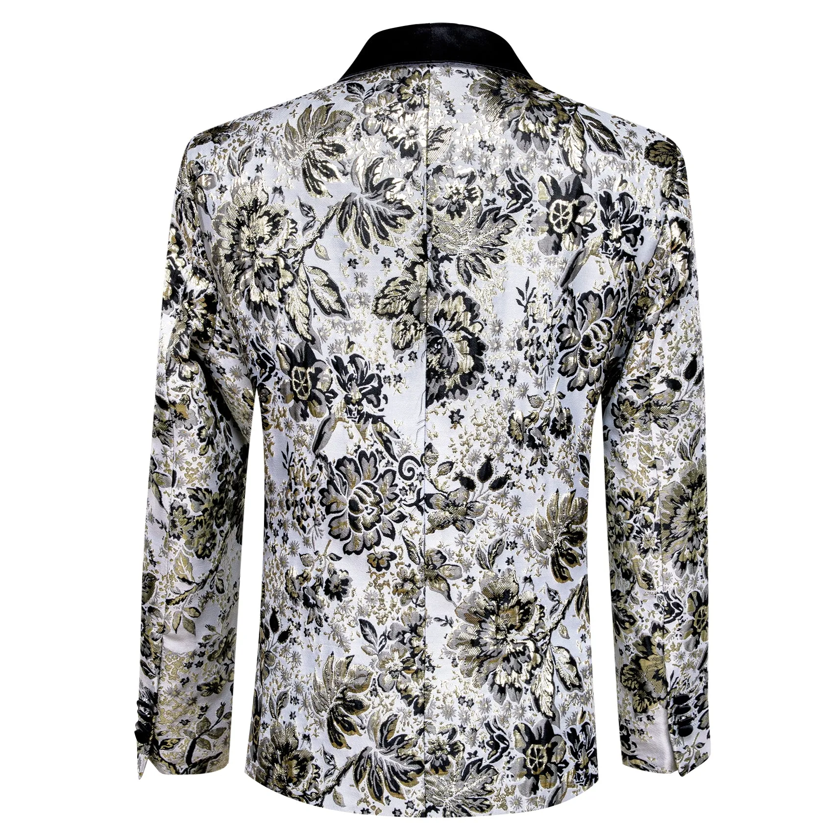 White Black Tan Floral Men's Suit for Party