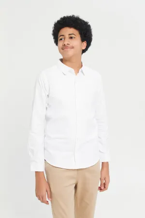 White Solid Long Sleeve Shirt