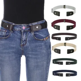 Women Buckle Free Elastic Belts Invisible Belt Waist for Jeans No Buckles Waistband Belt