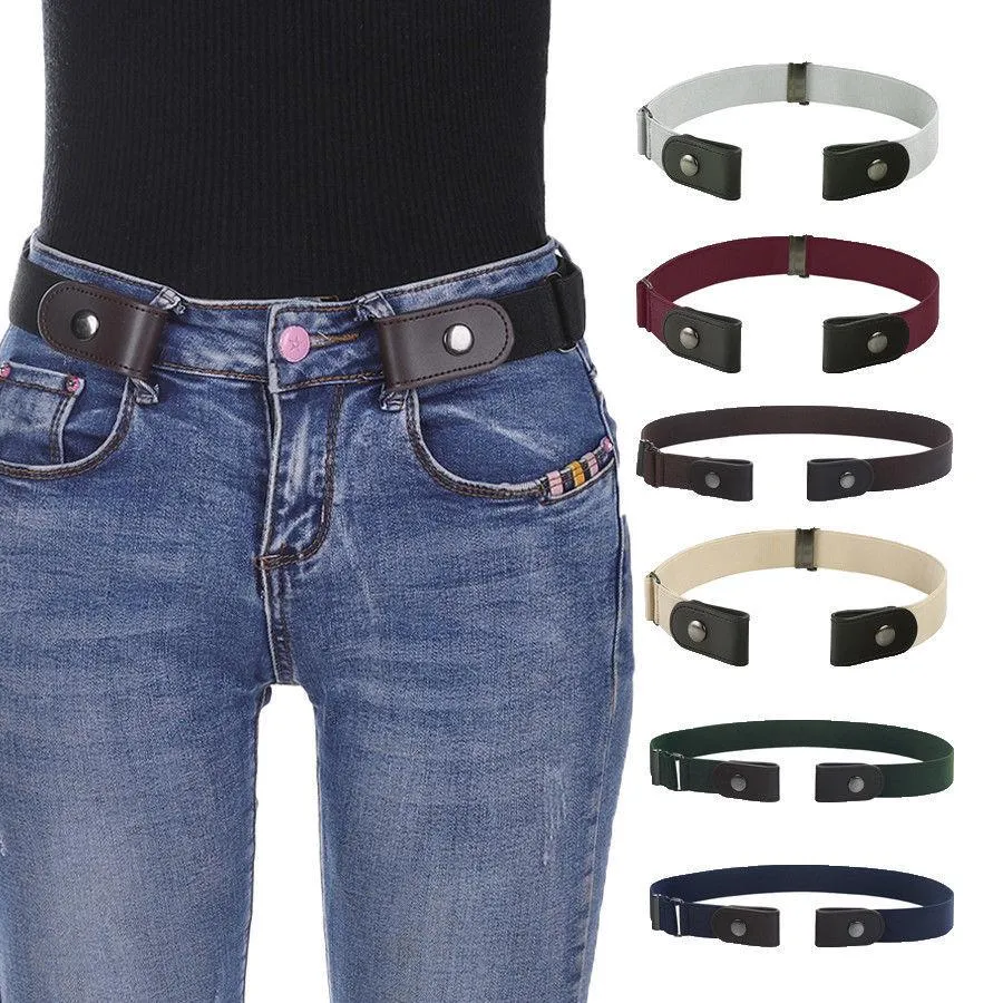 Women Buckle Free Elastic Belts Invisible Belt Waist for Jeans No Buckles Waistband Belt