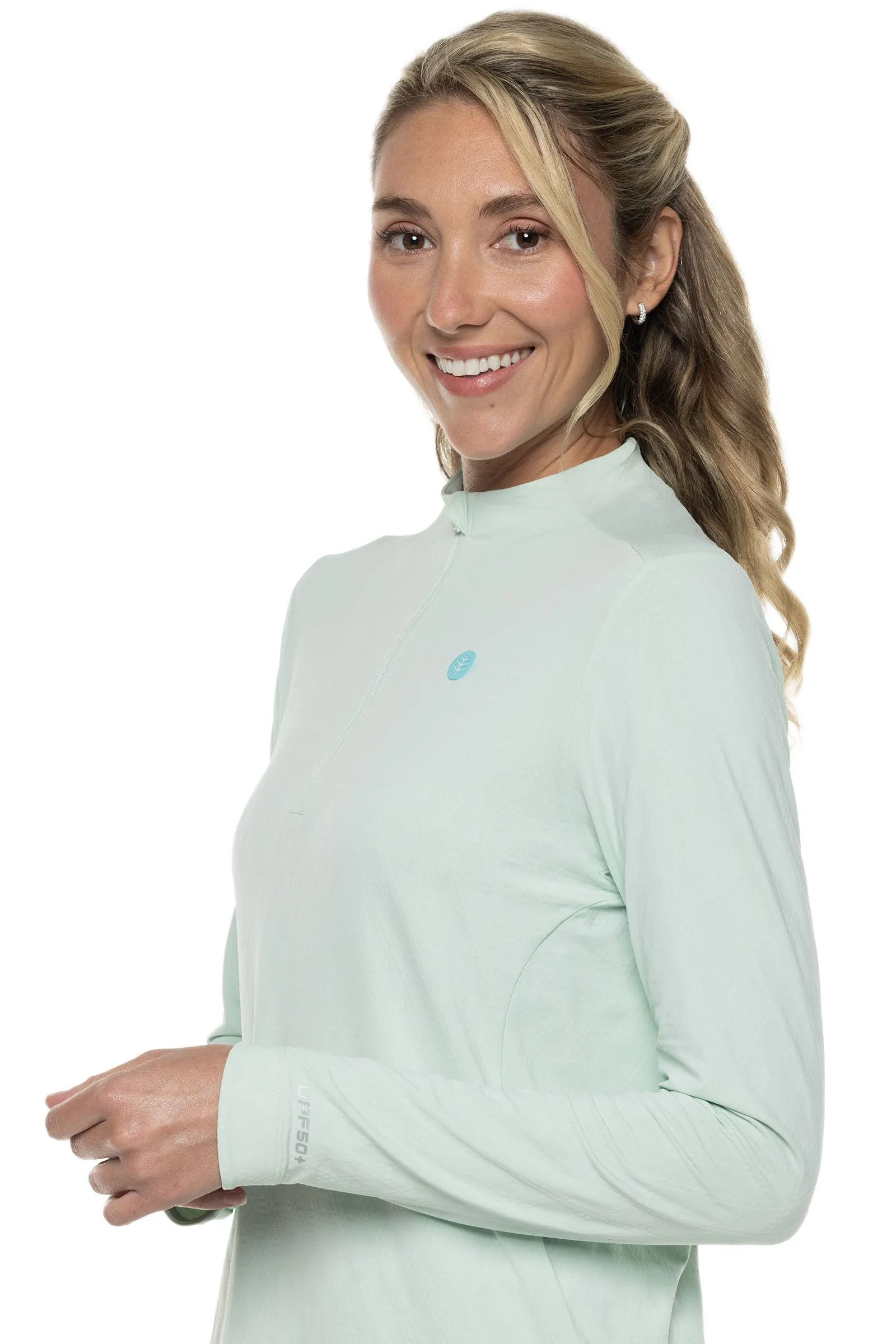 Women's Albatrose Golf Pullover  |  Misty Aqua Diamond Jacquard