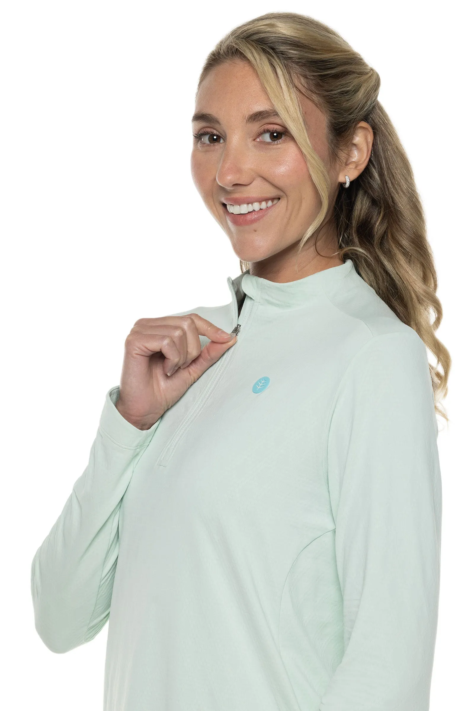 Women's Albatrose Golf Pullover  |  Misty Aqua Diamond Jacquard