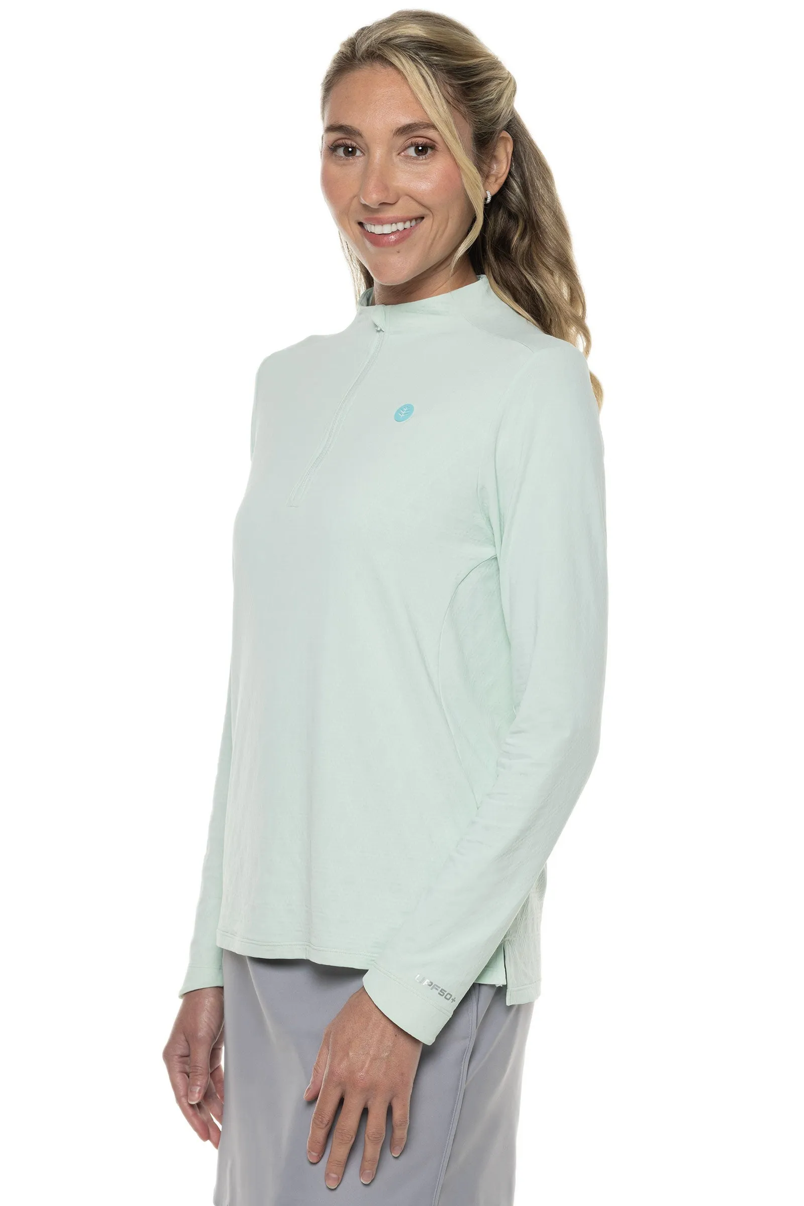 Women's Albatrose Golf Pullover  |  Misty Aqua Diamond Jacquard