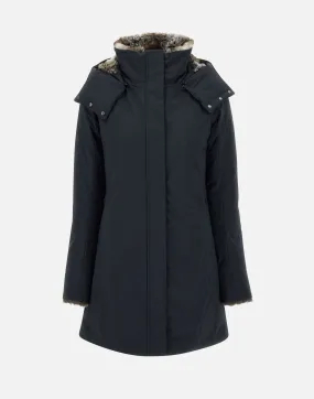 Women's Black Windproof Parka