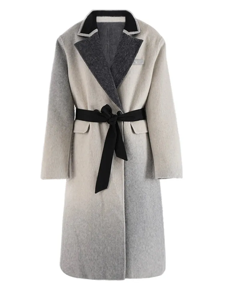 Women's Tuxedo Wool Blend Wrap Coat