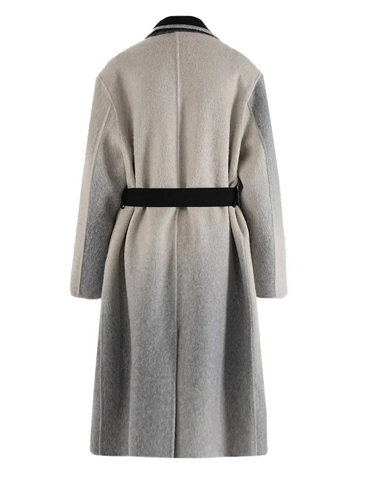 Women's Tuxedo Wool Blend Wrap Coat