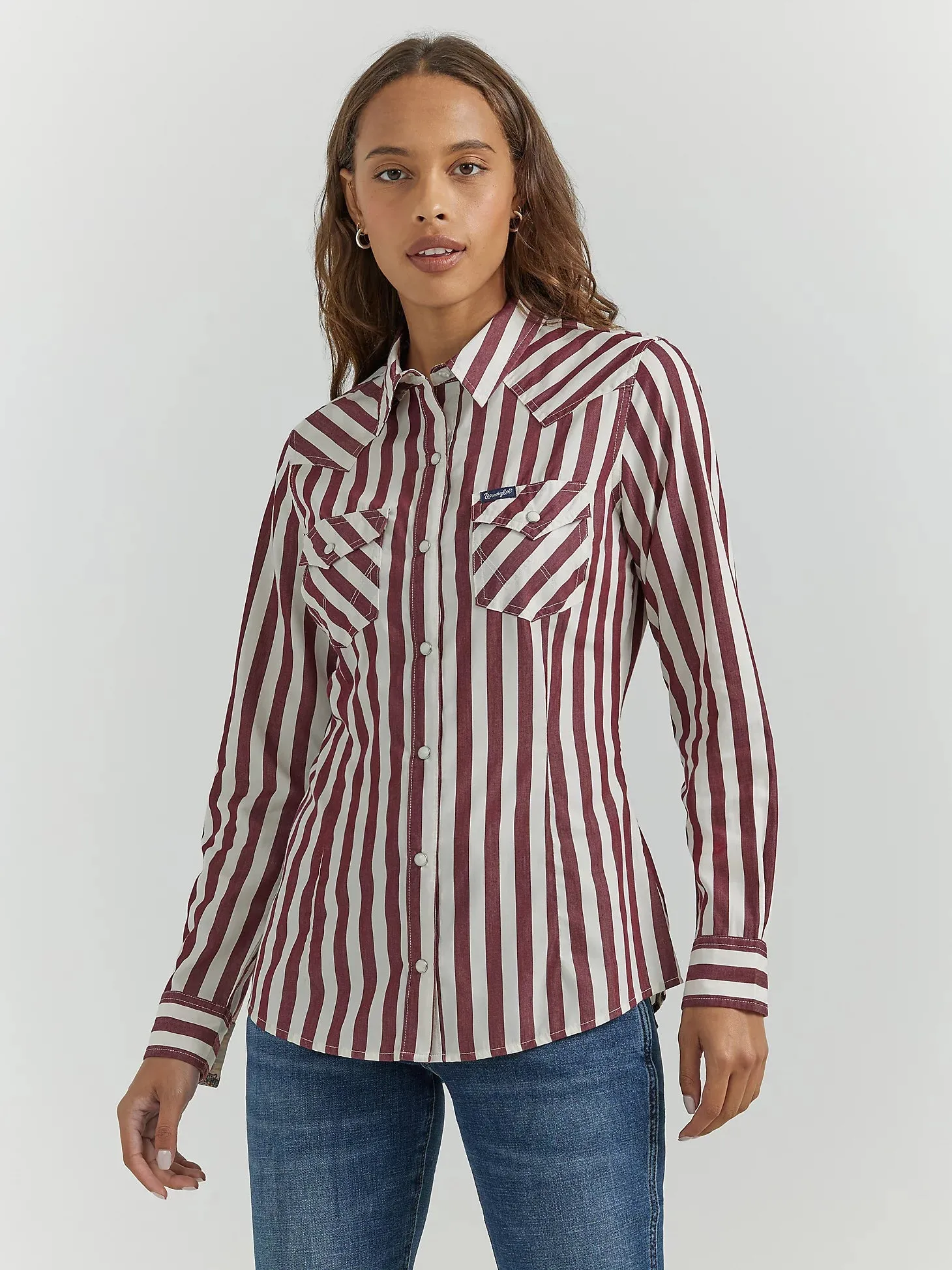 Women's Wrangler Retro Wine Stripe Snap Shirt