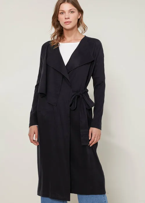 Women's Wrap Trench Coat In Black