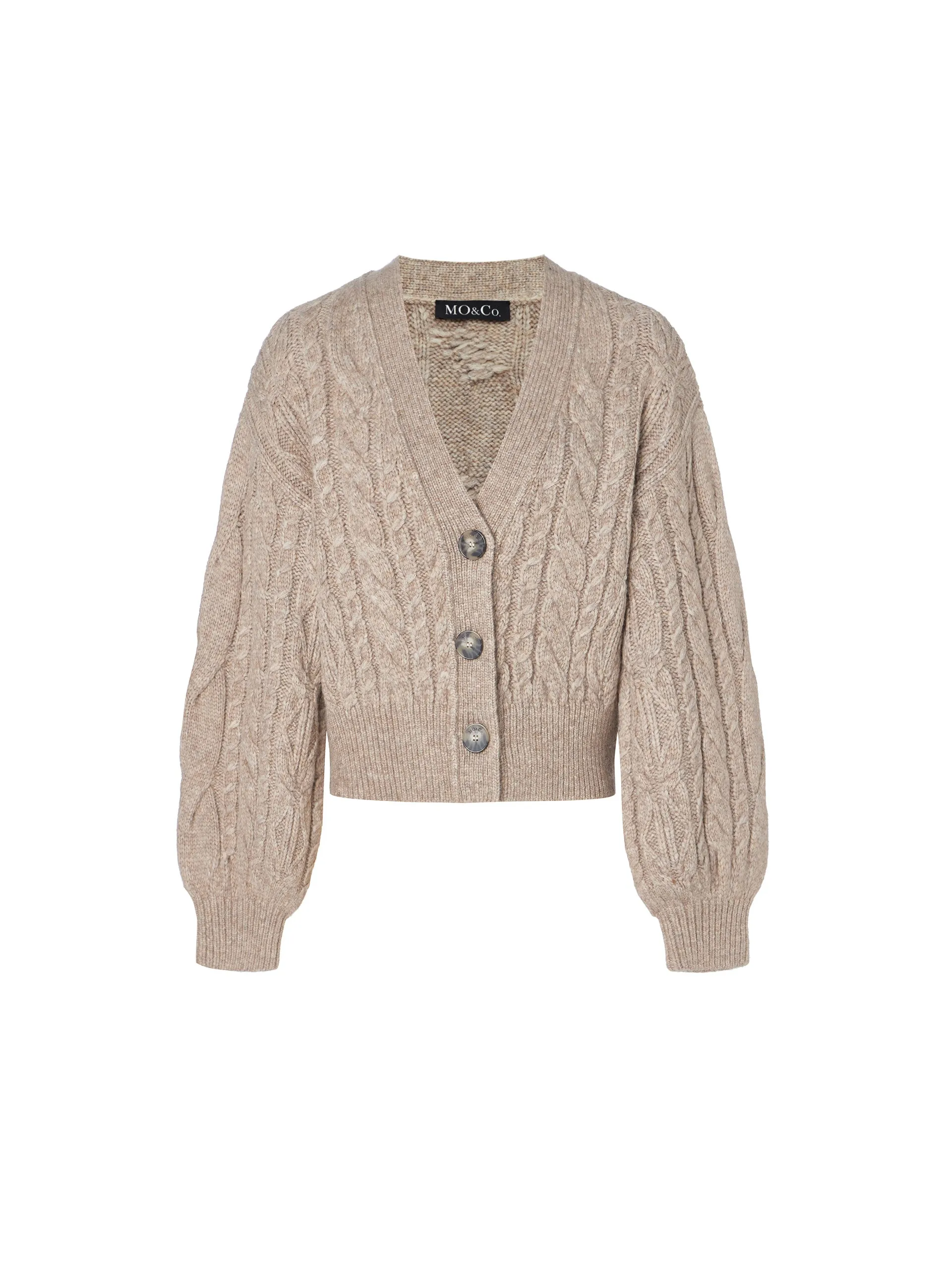 Wool Blend Cable Knit Cardigan