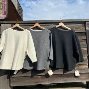 Wool Double Face Boat Neck Sweater