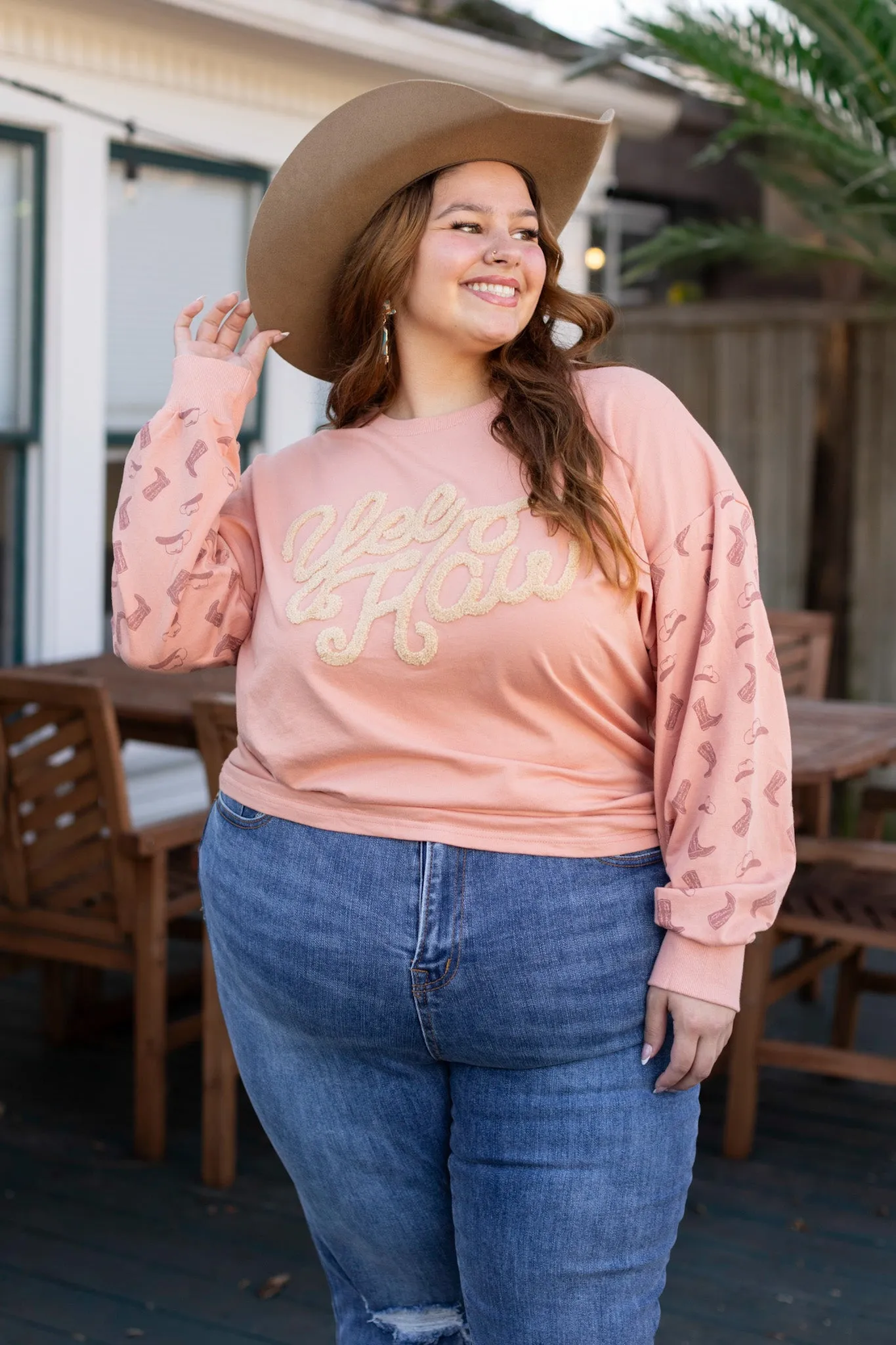 Yee Haw Blush Pink Pullover