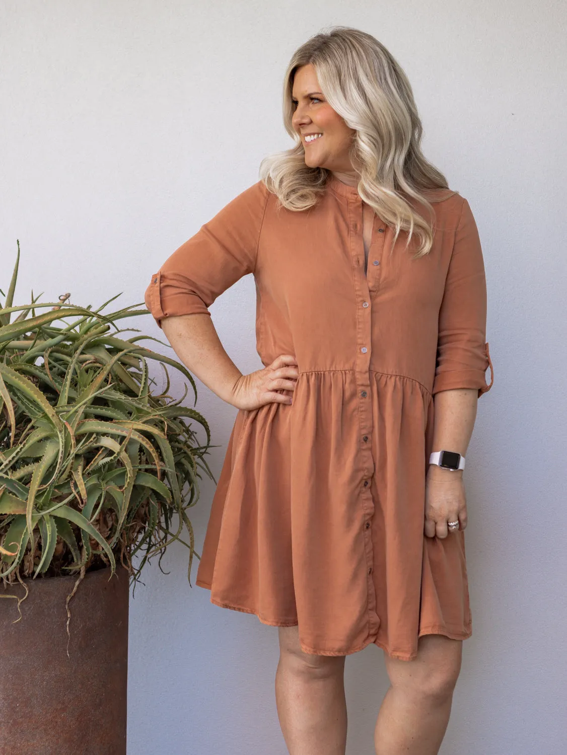 Zahlia Shirt Dress - Sandy Tan